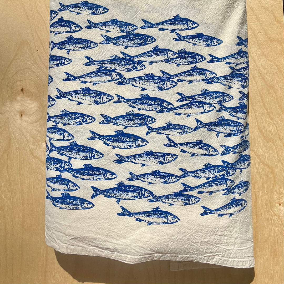 Salmon School - Natural Tea Towel