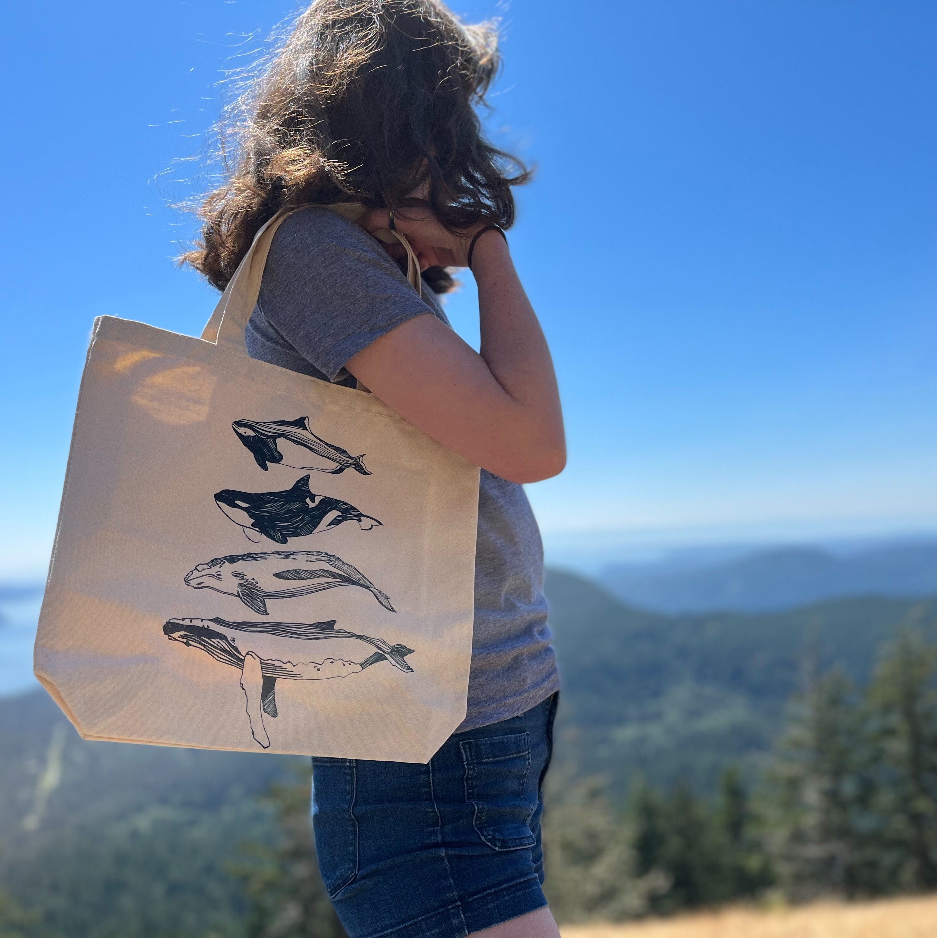 Salish Sea Mammals - Pocket Tote (Natural) – Printshop Northwest