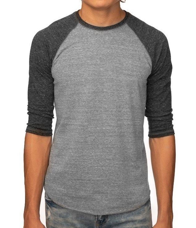 Unisex Triblend 3/4-Sleeve Baseball (Grey/Char Black) Shirt AlphaBroder 