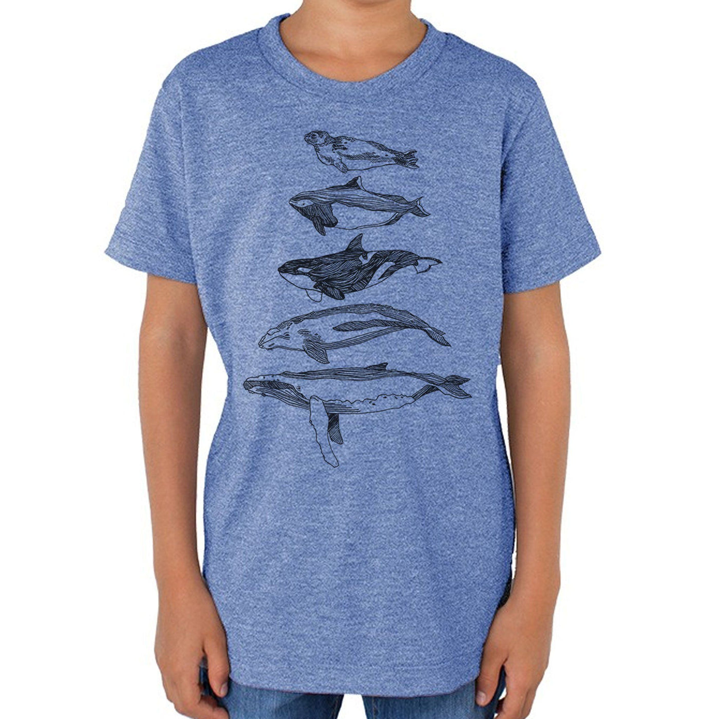 Salish Sea Mammals - Youth Triblend Track T-shirt (Light blue) Kids Kate 