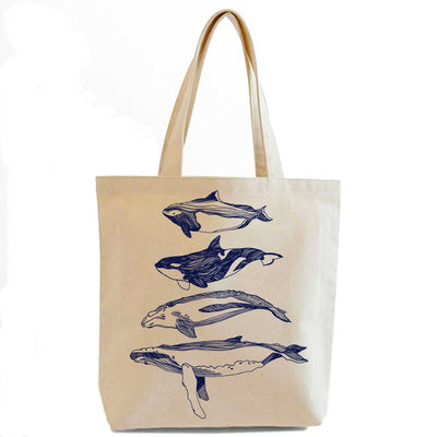 Salish Sea Mammals - Pocket Tote (Natural) Bag Printshop Northwest 