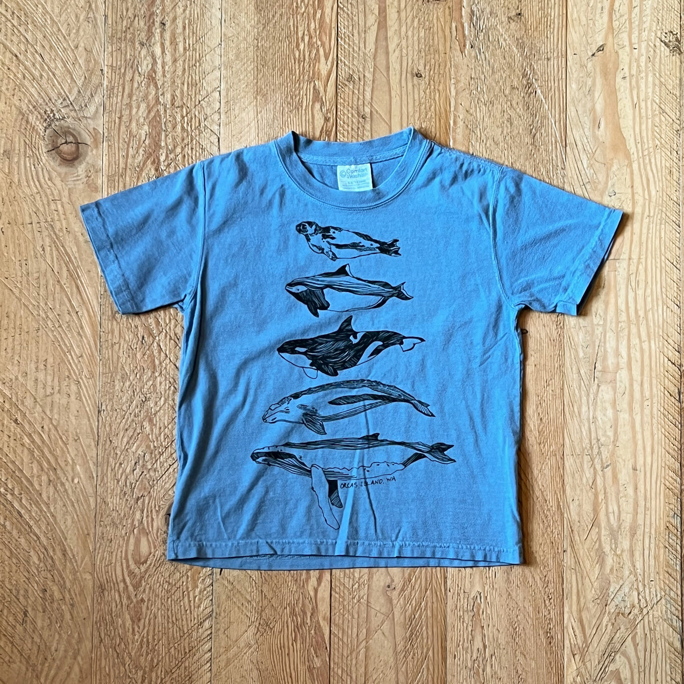 Salish Sea Mammals - Youth Cotton Garment Dyed T-Shirt (SALTWATER)