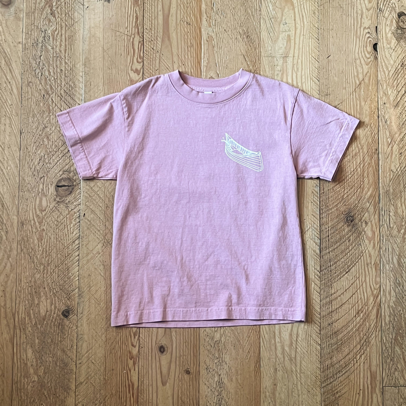 Canoe Pocket/Boats on back - Youth Cotton Garment Dyed T-Shirt (Dusty Pink)