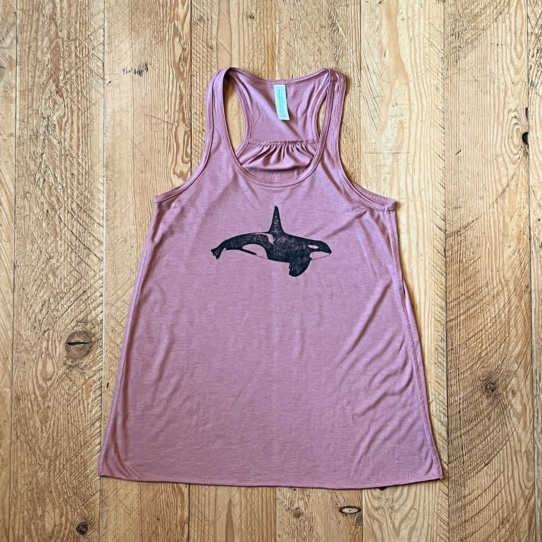 Orca Whale - Womens triblend flowy tank (Mauve)