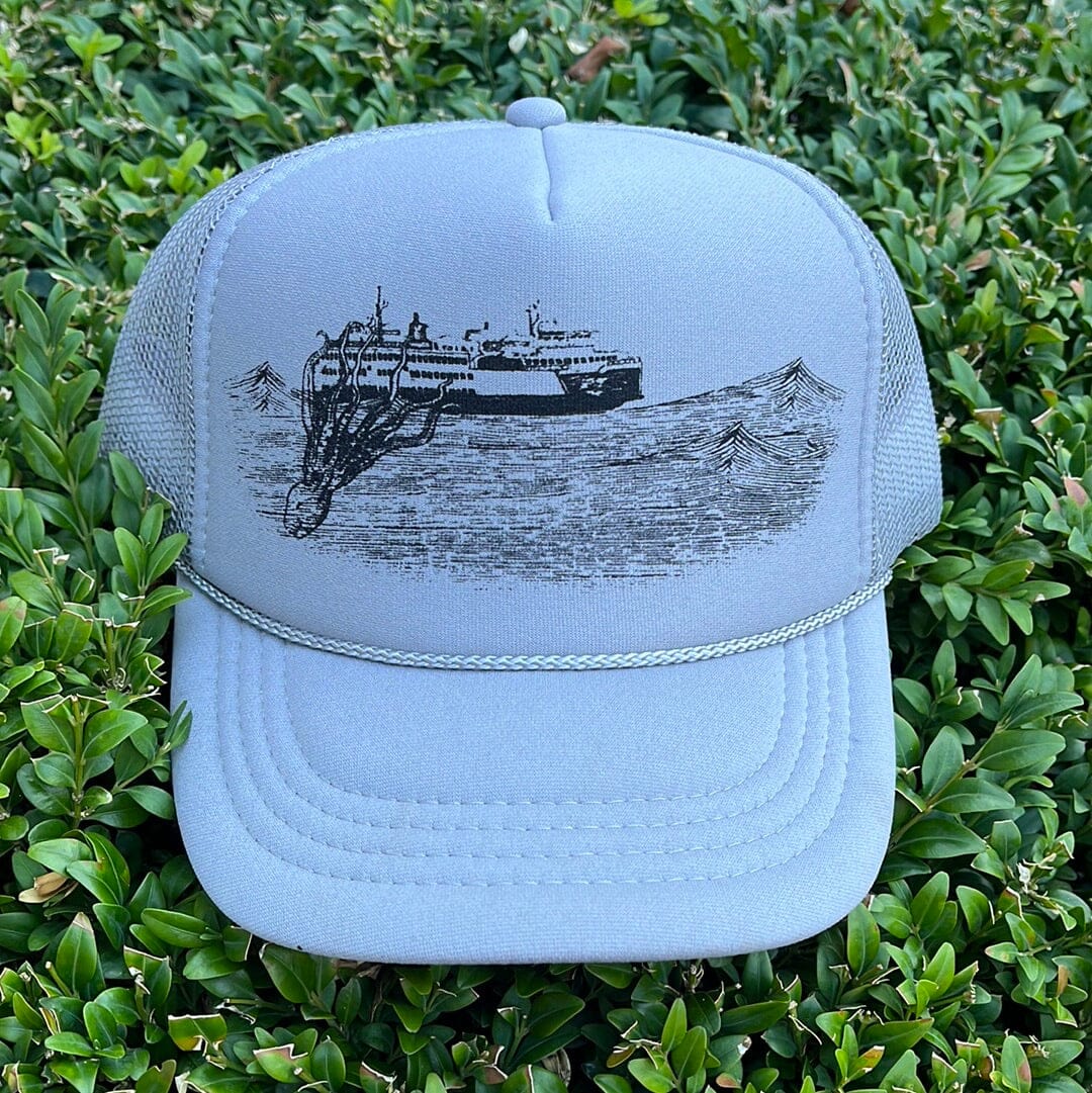 Kraken - Youth Trucker Hat (Light Grey) Hat Print Station (Hats) 