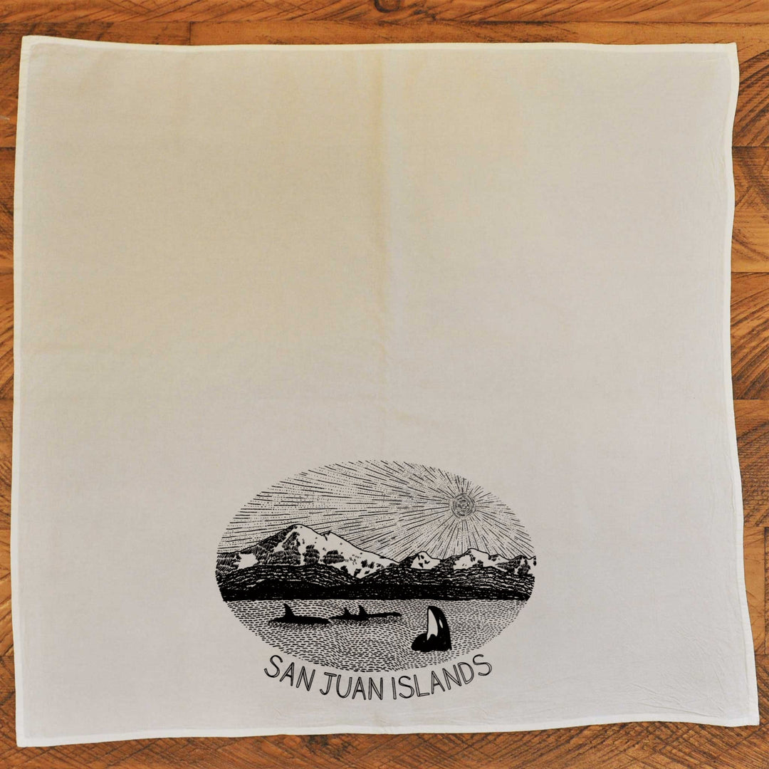 Mt. Baker natural tea towel laid flat