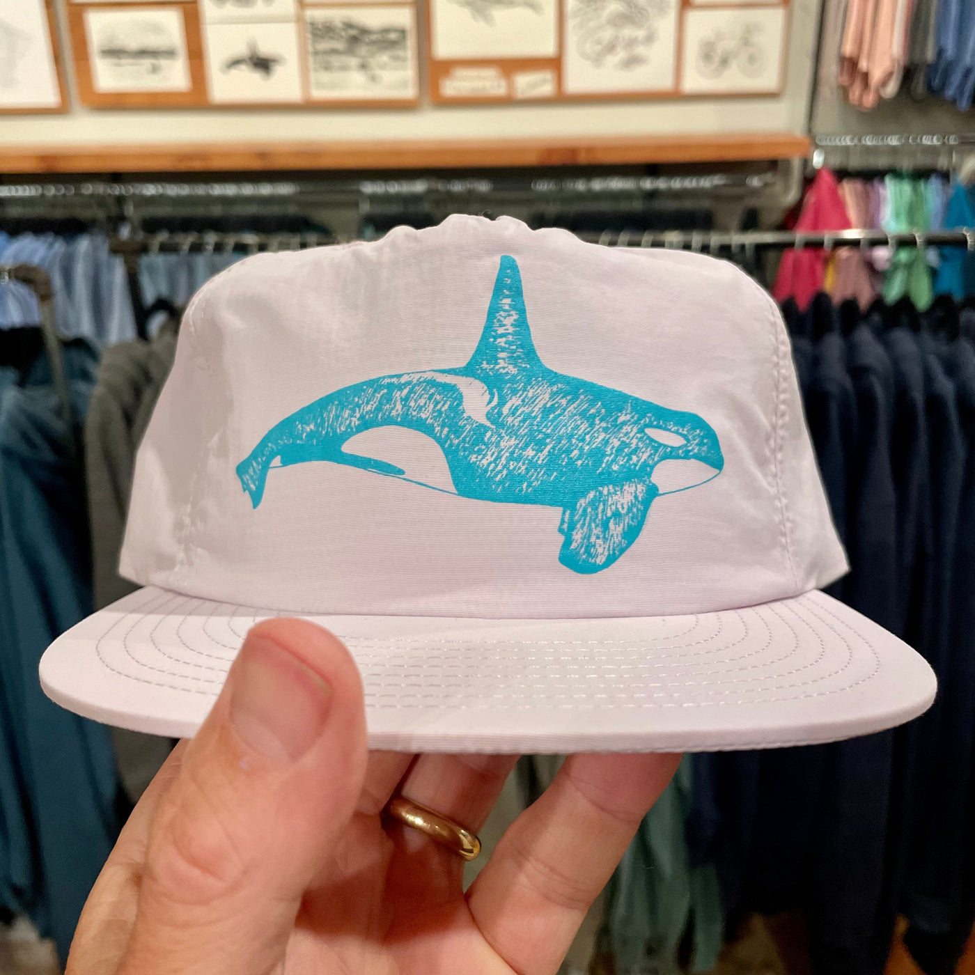 Orca Whale - Nylon Surf Hat (Orchid) Hat Print Station (Hats) 