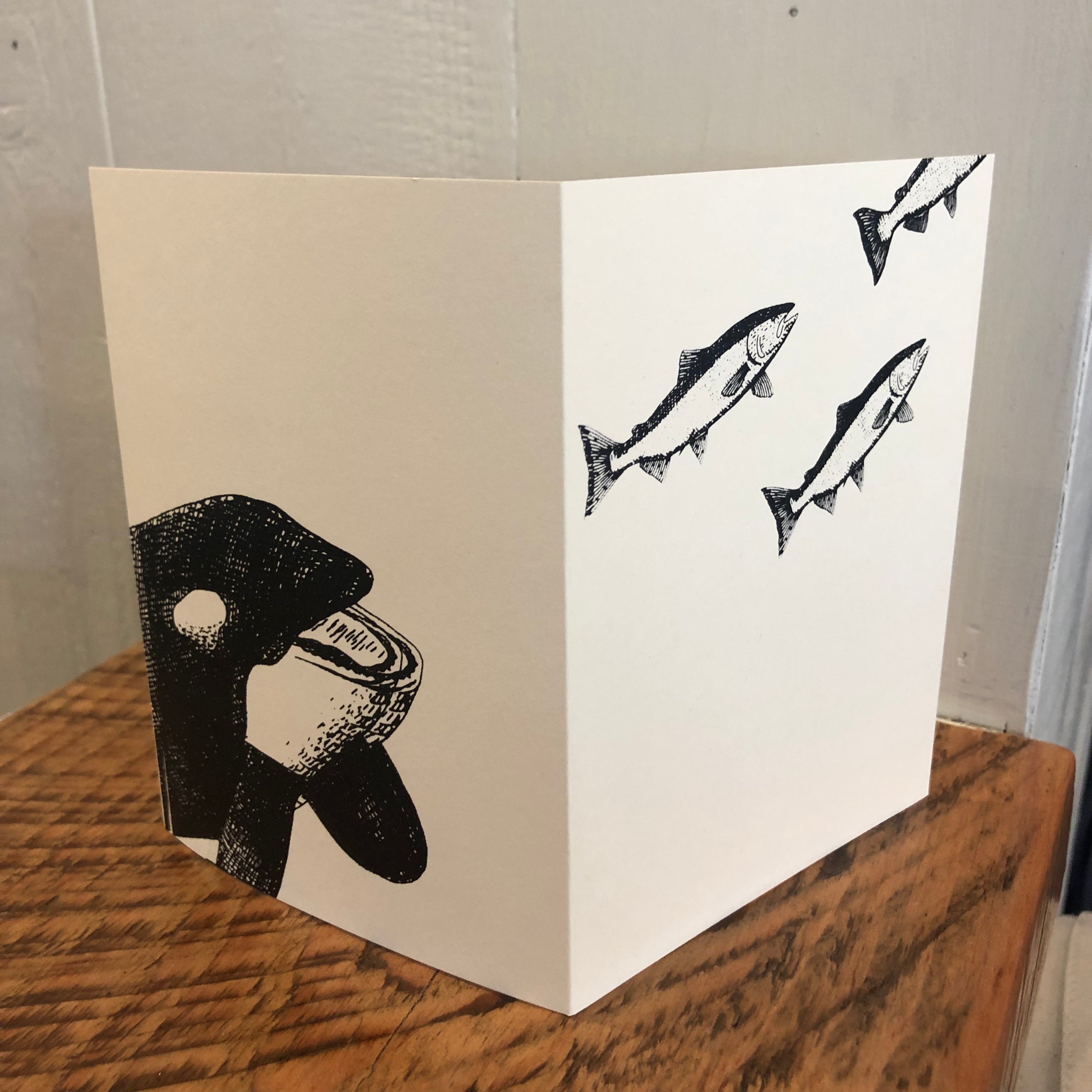 Orca Chasing Salmon - Notecard – Printshop Northwest