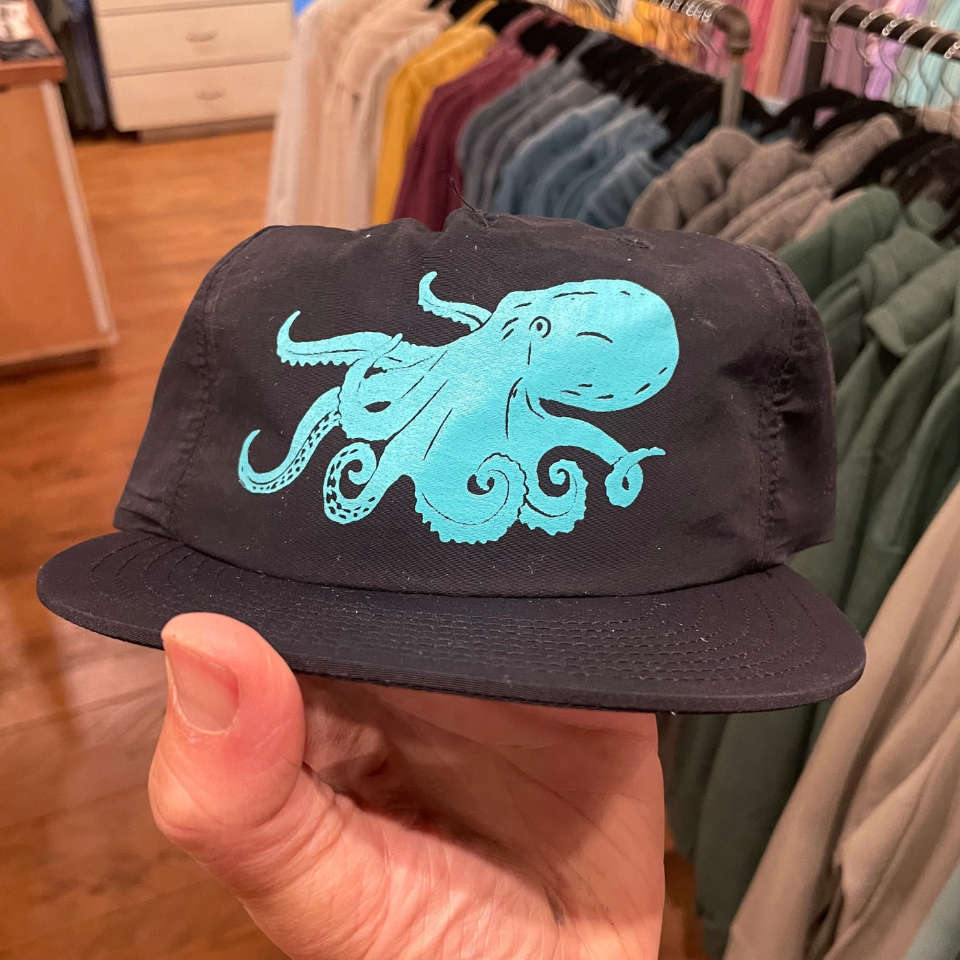 Octopus - Nylon Surf Hat (Navy) Hat Print Station (Hats) 
