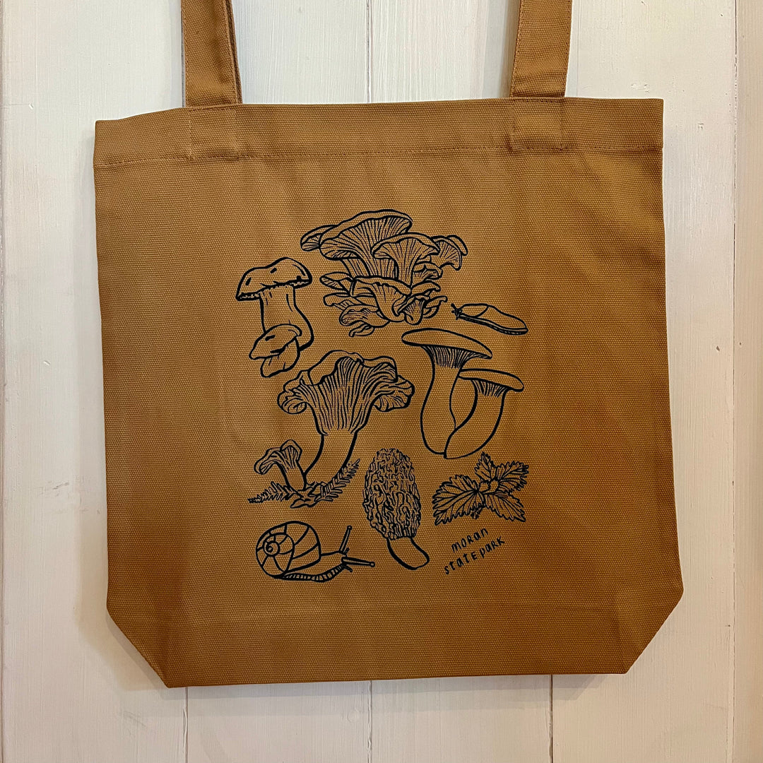 Forest Mushrooms - Large Canvas Tote (Camel) Bag Print Station (Totes) 