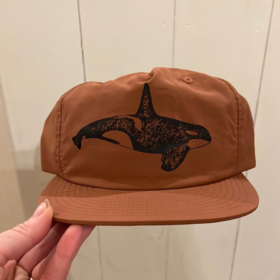 Orca Whale - Nylon Surf Hat (Clay) Hat Print Station (Hats) 
