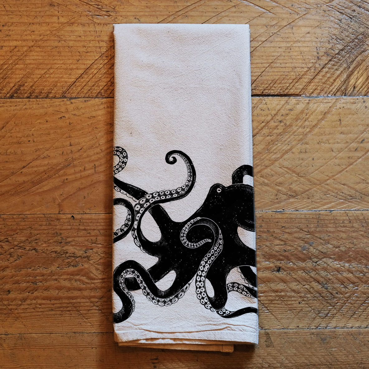 Giant Pacific Octopus - Natural Tea Towel