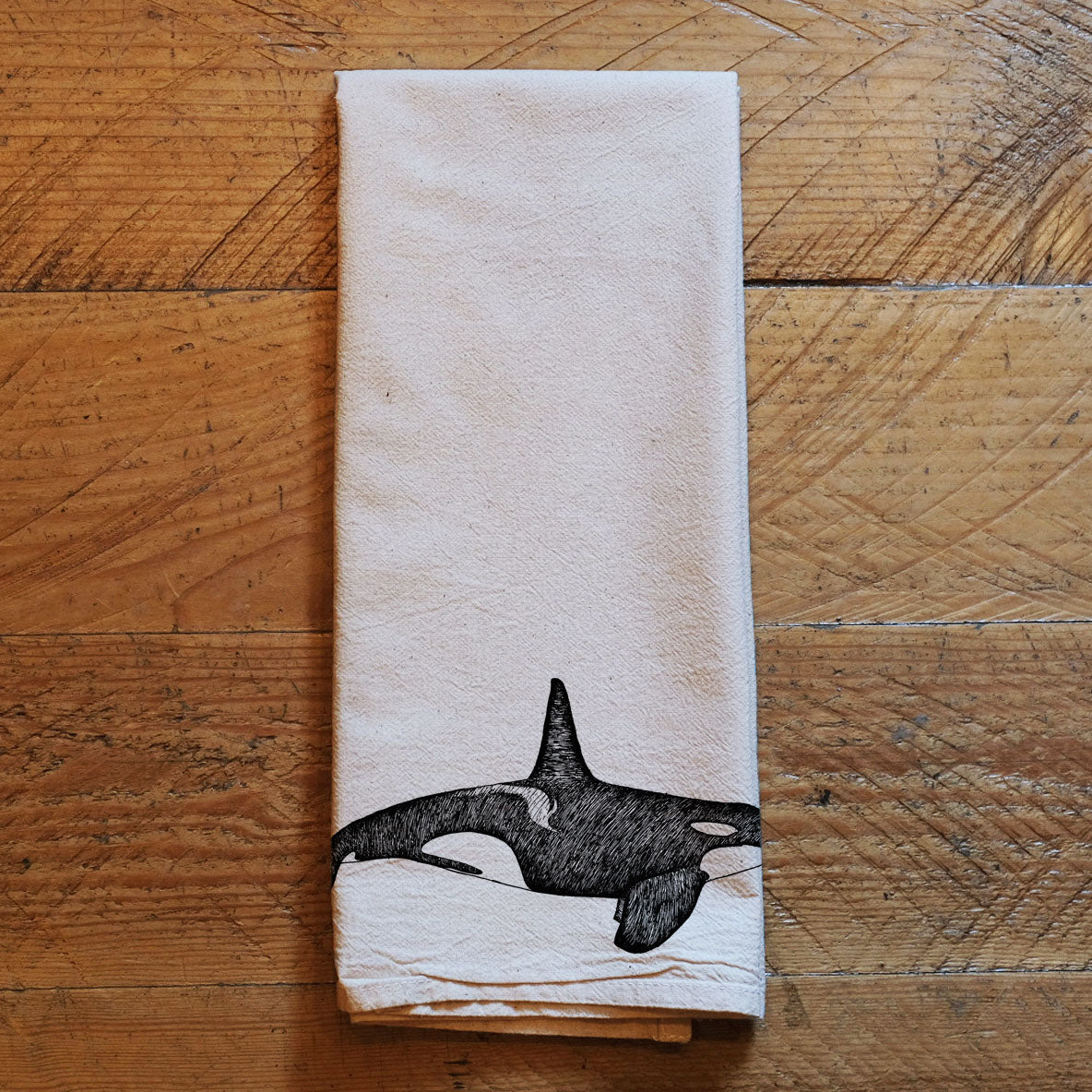 Orca Whale - Natural Tea Towel