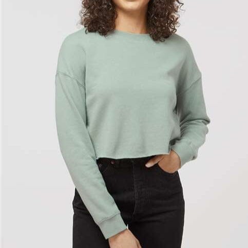 Women's Lightweight Cropped Crew Pullover (Sage) Womens_Blank Independent Trading Co. Blank (Womens) 