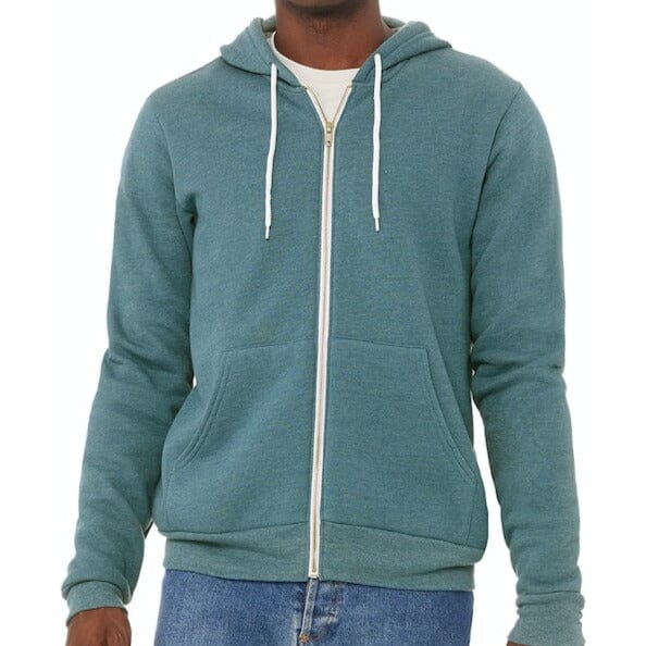 Unisex 50/50 Fleece Zip Hoodie (Heather Teal) Unisex_Blank Bella + Canvas Blank (Unisex Long Sleeve) 