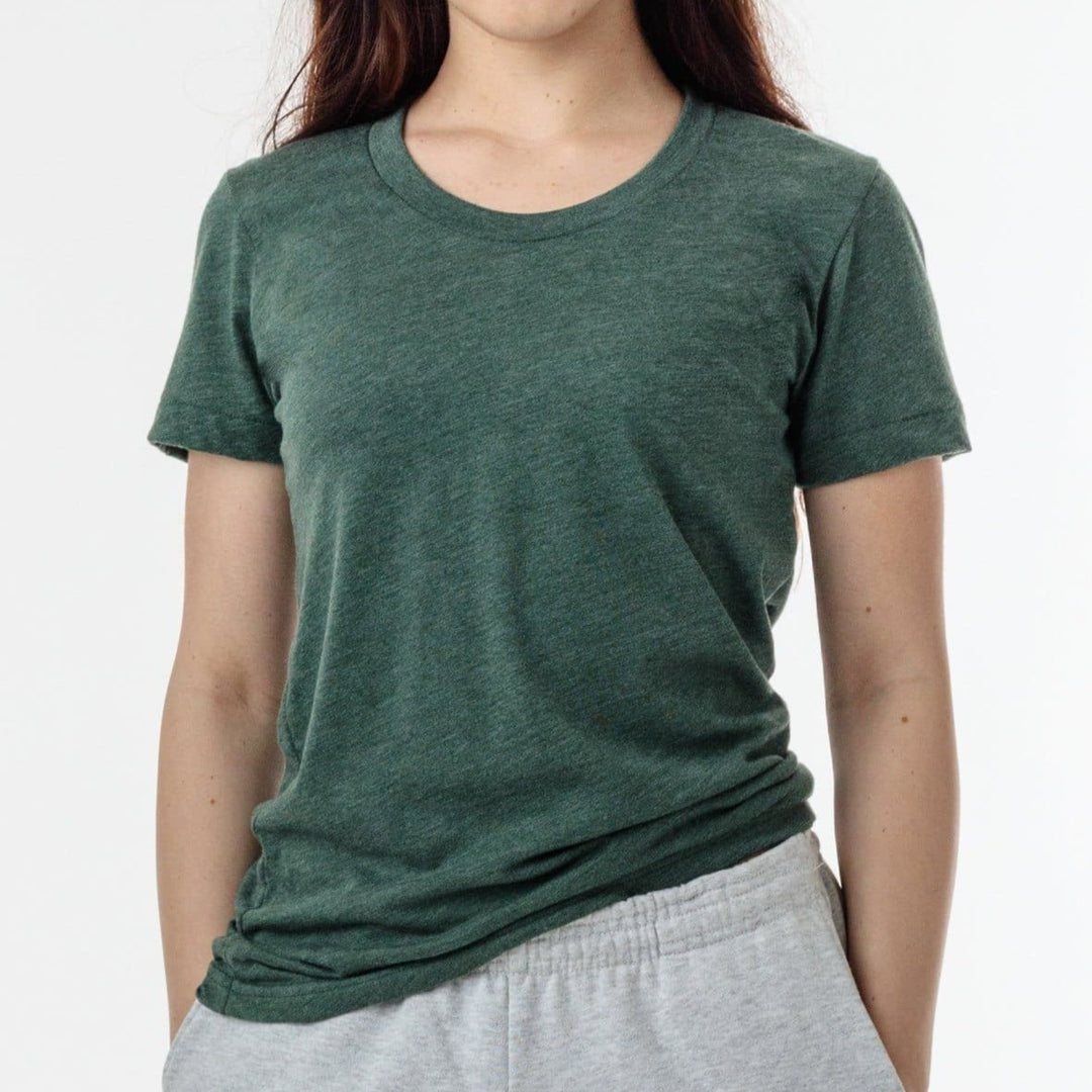 Womens 50/50 T-Shirt USA (Heather Forest) Womens_Shirt Warehouse 
