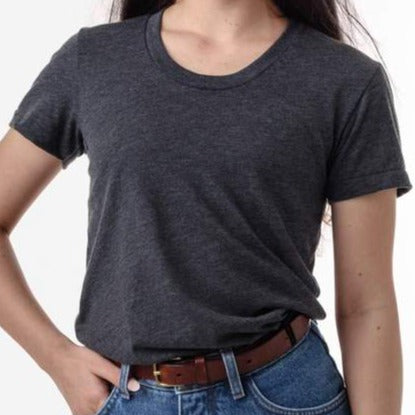 Womens 50/50 T-Shirt USA (Heather Black) Shirt AlphaBroder 
