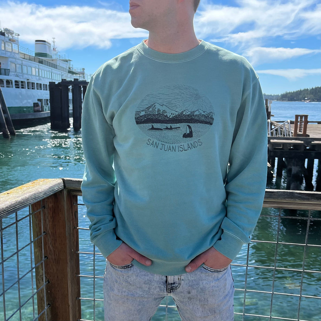 Mt. Baker - Unisex Pigment-Dyed Crew Sweatshirt (Mint) Unisex_Printed Independent Trading Co. (Unisex) 