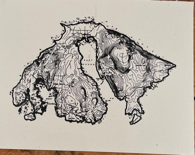 Orcas Island Topo Small Paper Print Northwest