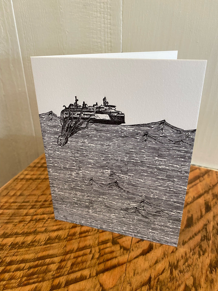 Kraken - Notecard Card Printshop Northwest 