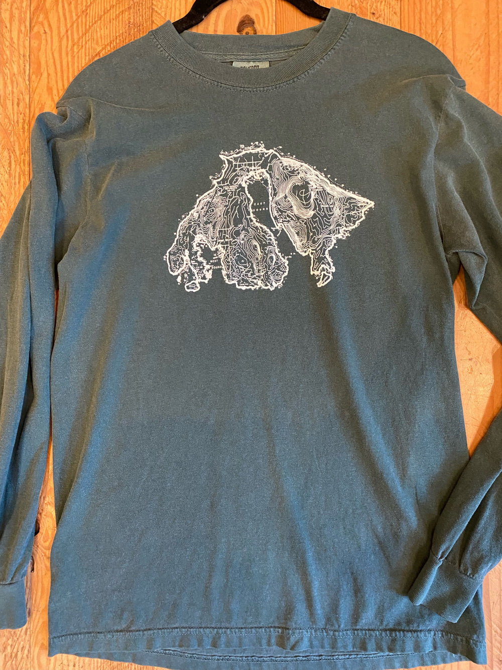 Orcas Island Topo - Unisex Cotton Long Sleeve (Blue Spruce) Unisex_Printed Comfort Colors 