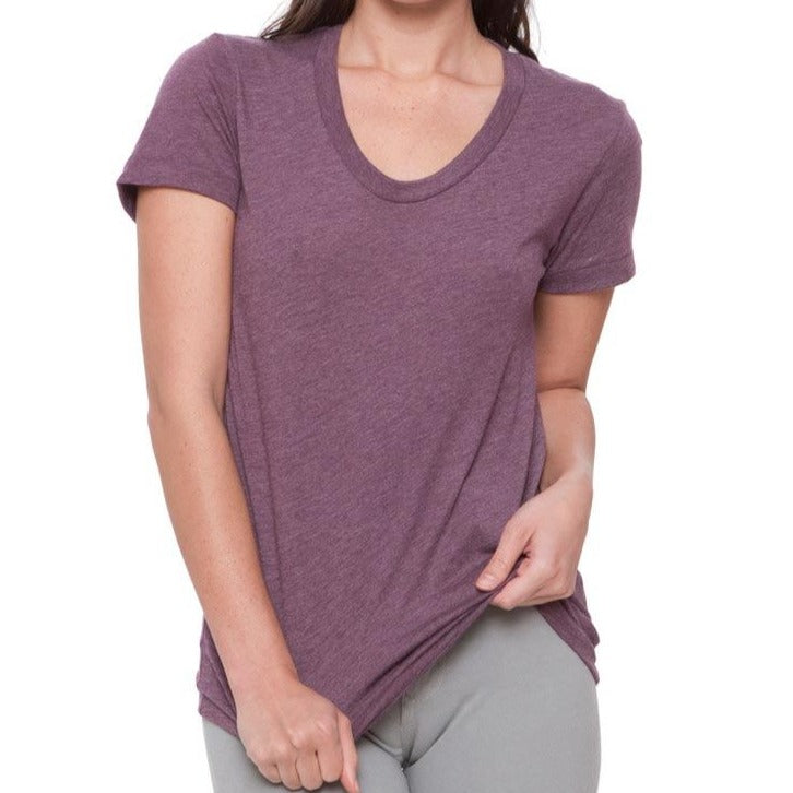 Womens 50/50 T-Shirt USA (Heather Plum) Shirt AlphaBroder 