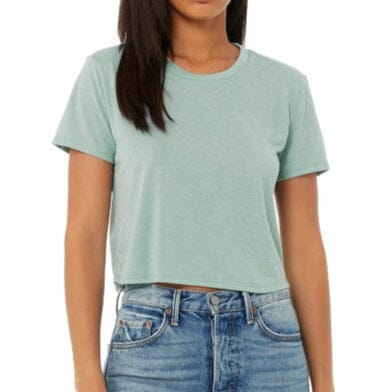 Womens Flowy Cropped T-Shirt (Dusty Blue) Womens_Blank Bella + Canvas Blank (Women) 