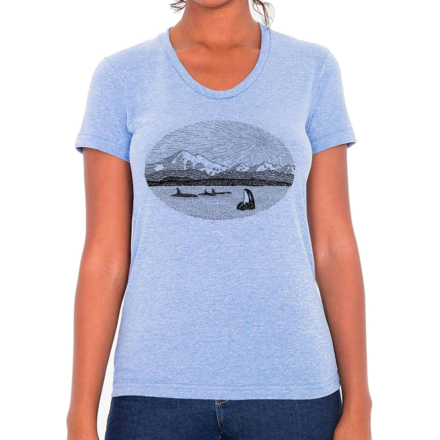 Mt. Baker - Womens triblend t-shirt (L.Blue) Shirt Printshop Northwest
