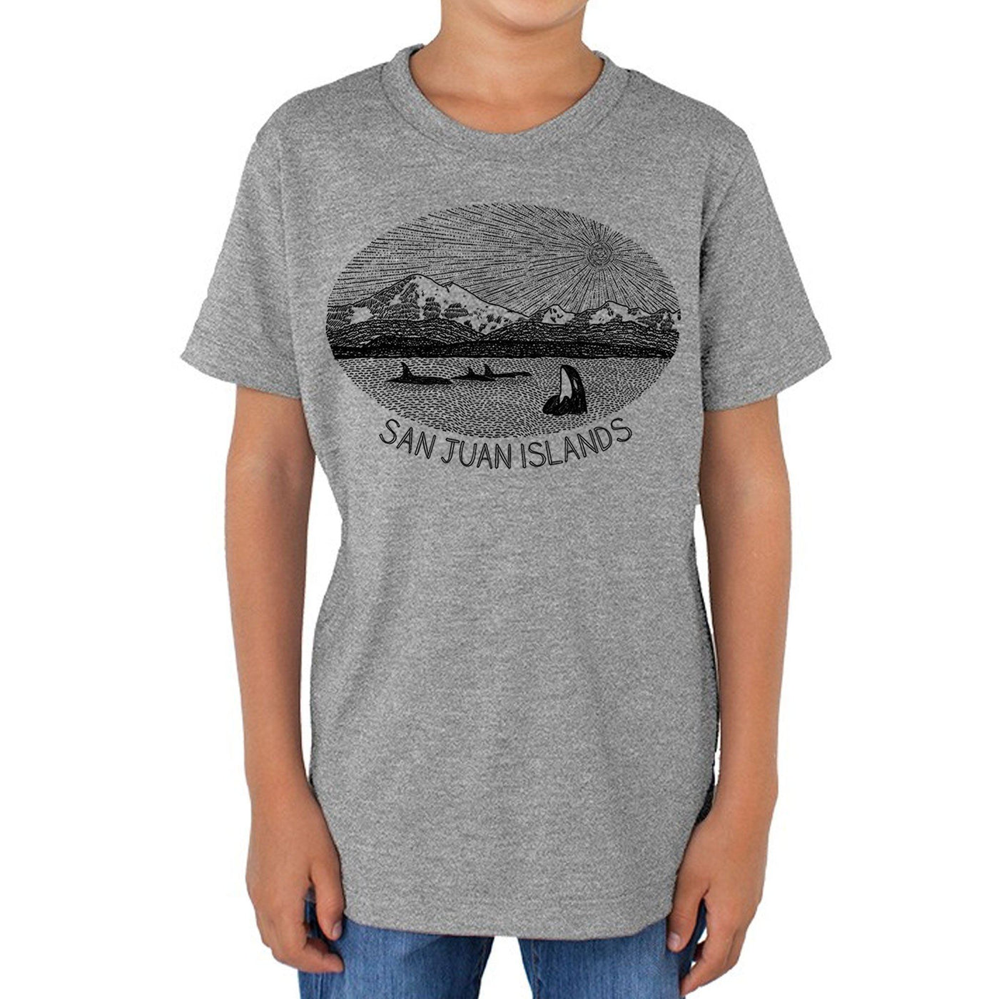 Mt. Baker - Youth Triblend Track T-Shirt (Grey) Kids Printshop Northwest 