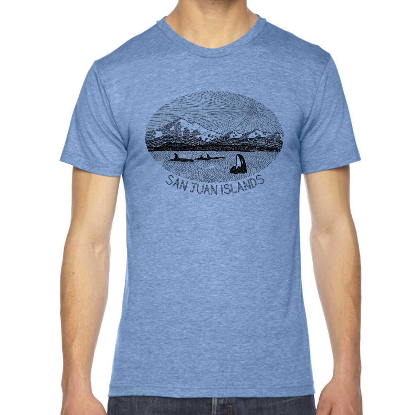 Mt. Baker - Unisex Triblend Track T-Shirt (Athletic Blue) Unisex_Printed American Apparel 