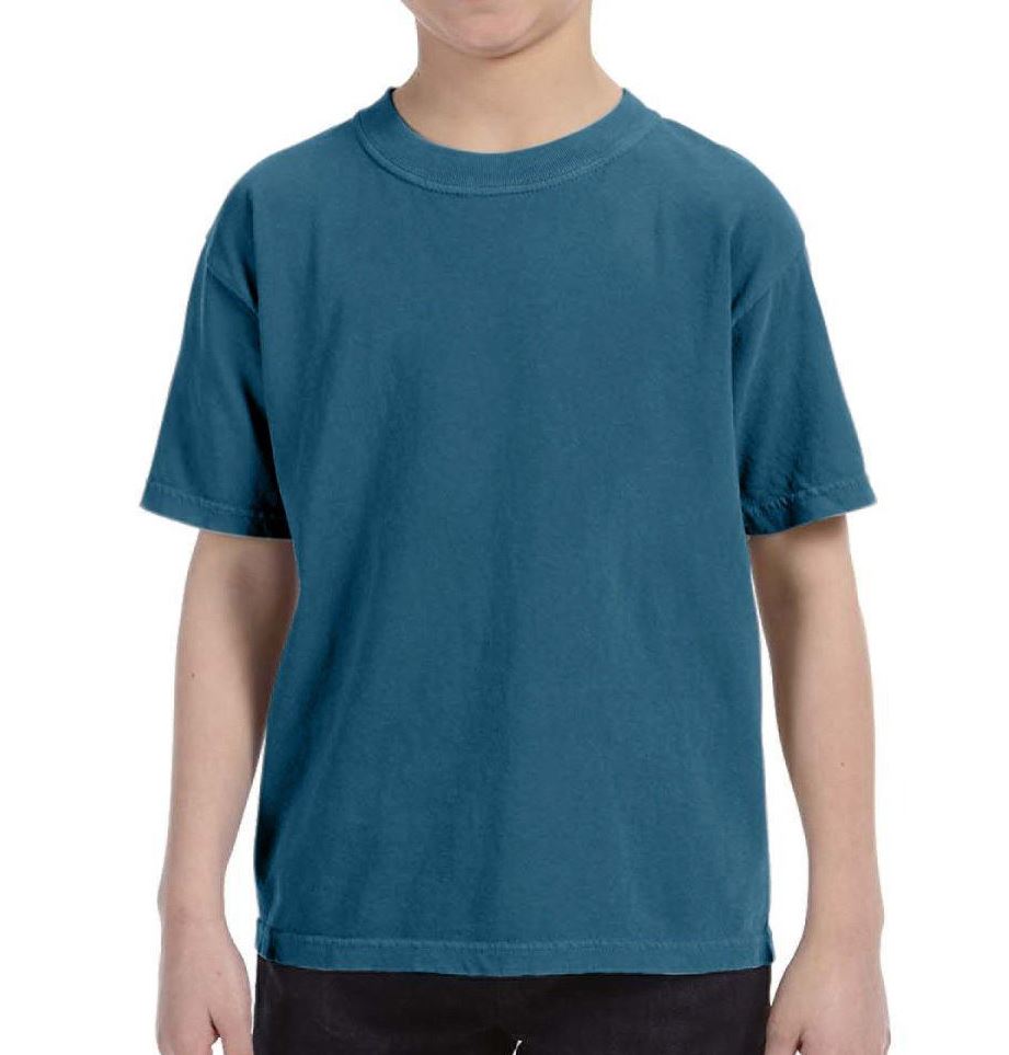 Youth Cotton Garment Dyed T-Shirt (TOPAZ BLUE) Shirt AlphaBroder 