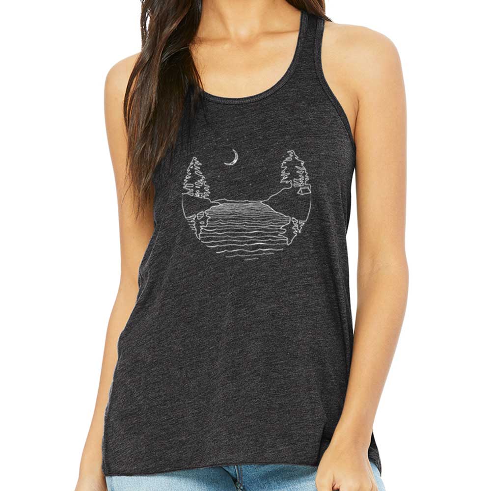 Islands at night - Womens Racerback Flowy Tank (Dark Grey Heather) Tank Top Andrew 