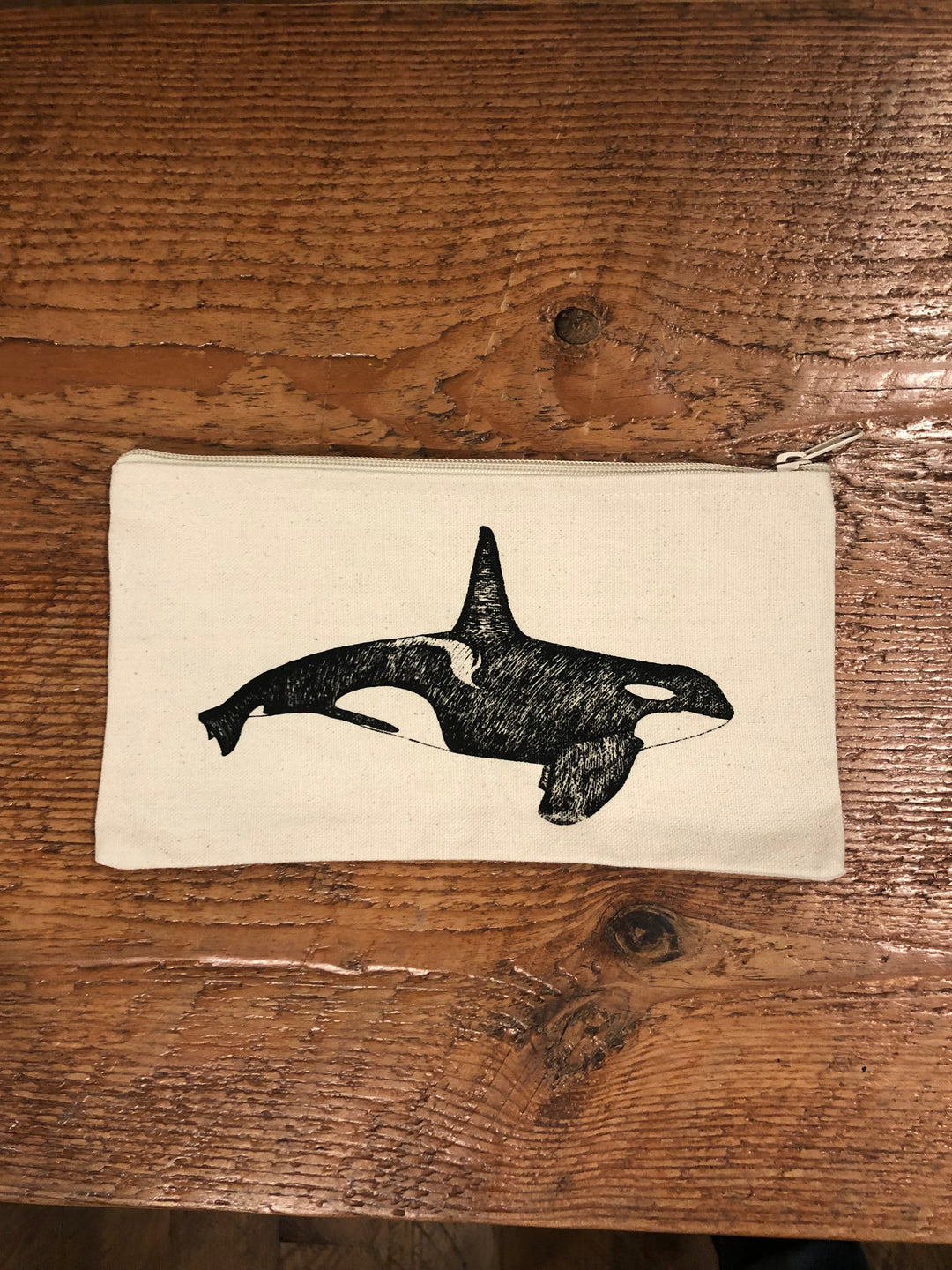 Orca Whale - Zip Pouch (Natural) Bag Print Station (Totes) 