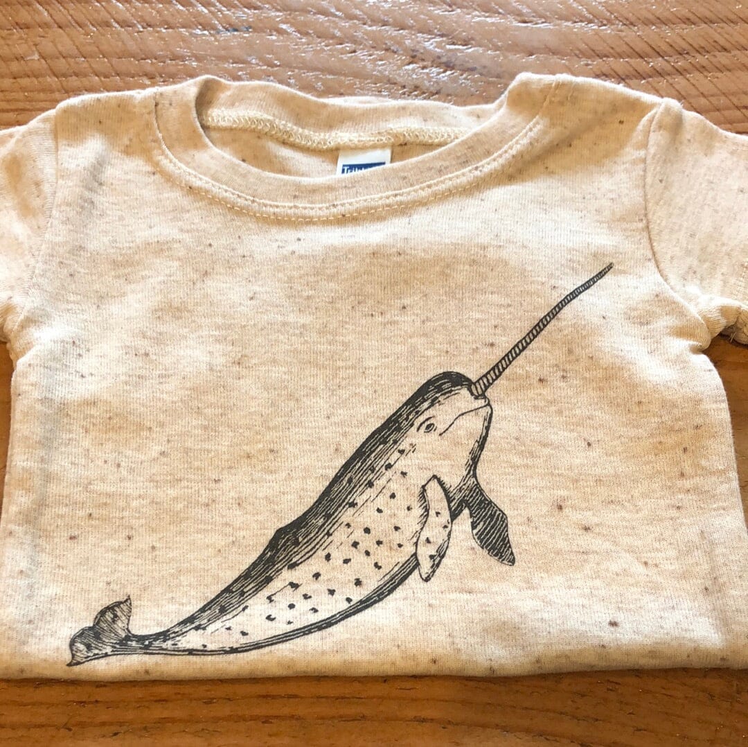 Narwhal - Infant Triblend Onesie (Oatmeal) Infant_Printed Royal Apparel Printed (Infant) 