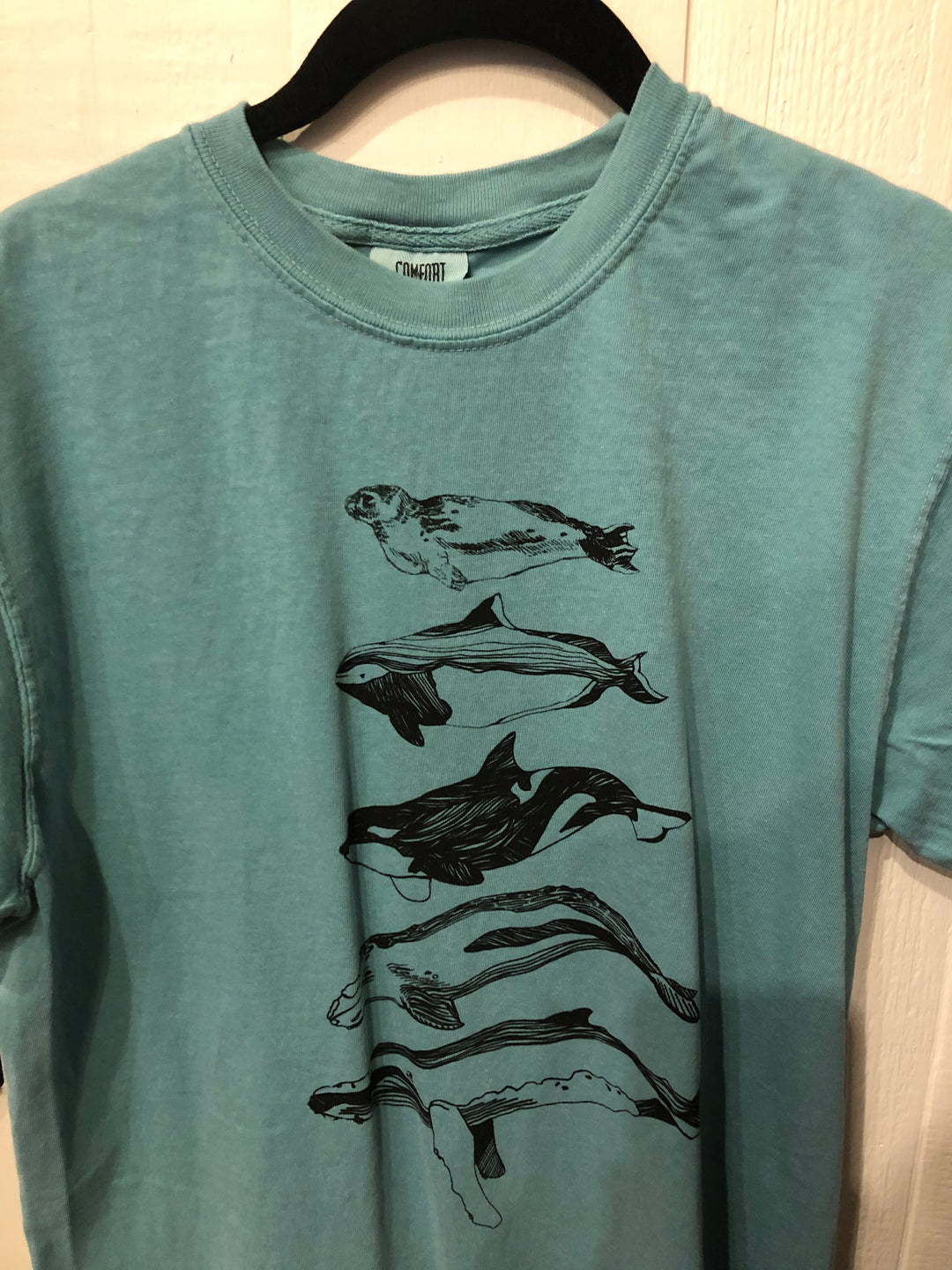 Salish Sea Mammals - Unisex Cotton Garment Dyed T-Shirt (Seafoam) Unisex_Printed Comfort Colors 