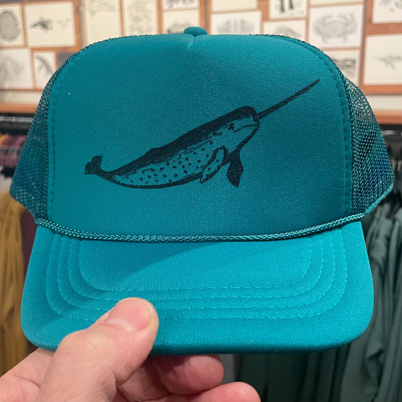 Narwhal - Youth Trucker Hat (Teal) Hat Print Station (Hats) 