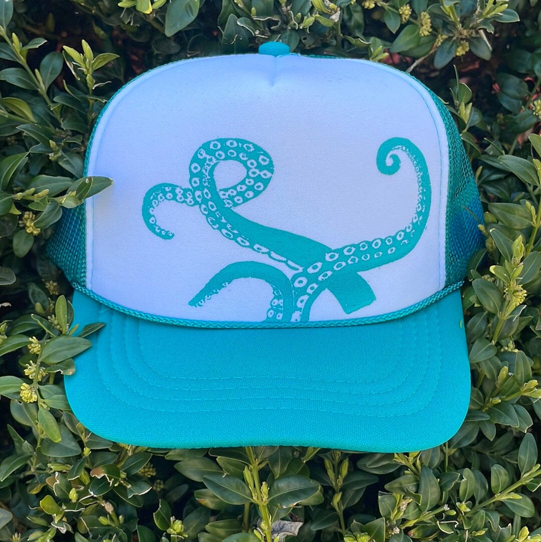 Octopus Tentacles - Youth Trucker Hat (Jade/White) Hat Print Station (Hats) 