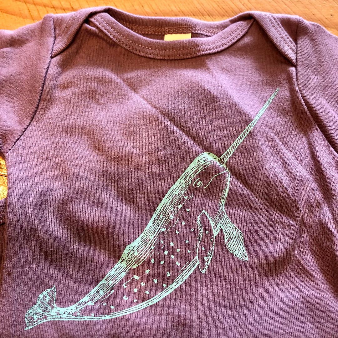 Narwhal - Infant Organic Cotton Onesie (Eggplant) Infant_Printed Royal Apparel Printed (Infant) 