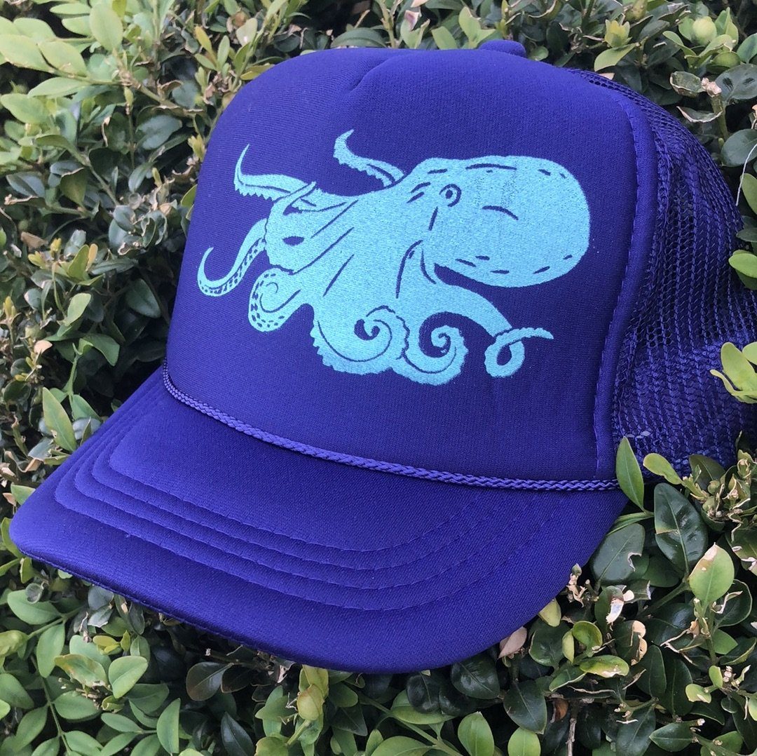 Octopus - Youth Trucker Hat (Purple) Hat Printshop Northwest 