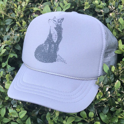 Fox - Youth Trucker Hat (Light Grey) Hat Printshop Northwest 
