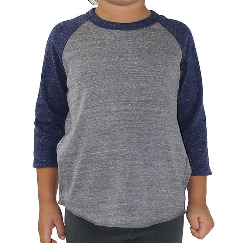 Custom printed - Kids triblend baseball tee (Grey/Navy) Shirt Alternative 