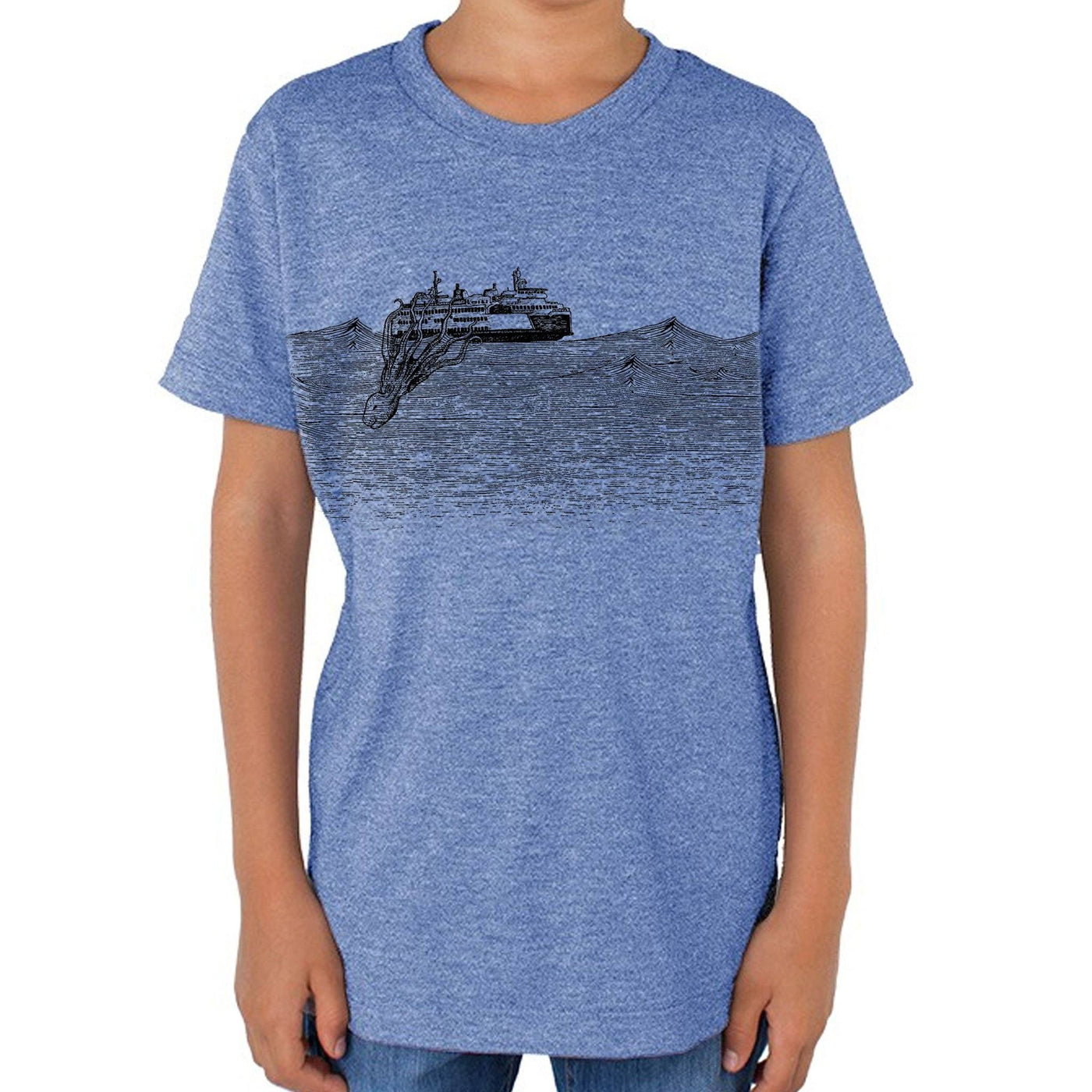 Kraken - Kids triblend t-shirt (L.blue) Shirt Printshop Northwest 