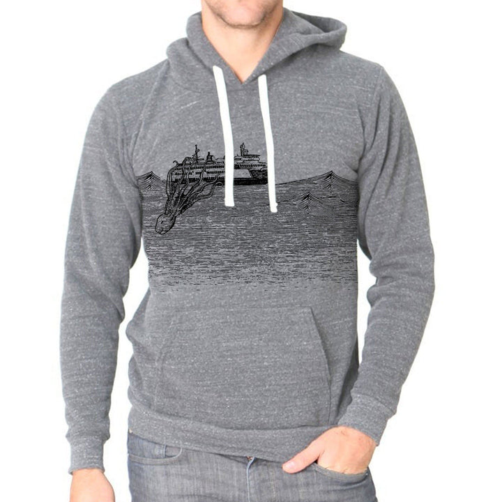 Kraken - Unisex triblend fleece hoodie (Vintage grey) Sweatshirt Printshop Northwest 