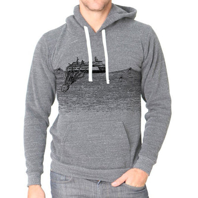 Kraken - Unisex triblend fleece hoodie (Vintage grey) Sweatshirt Printshop Northwest 