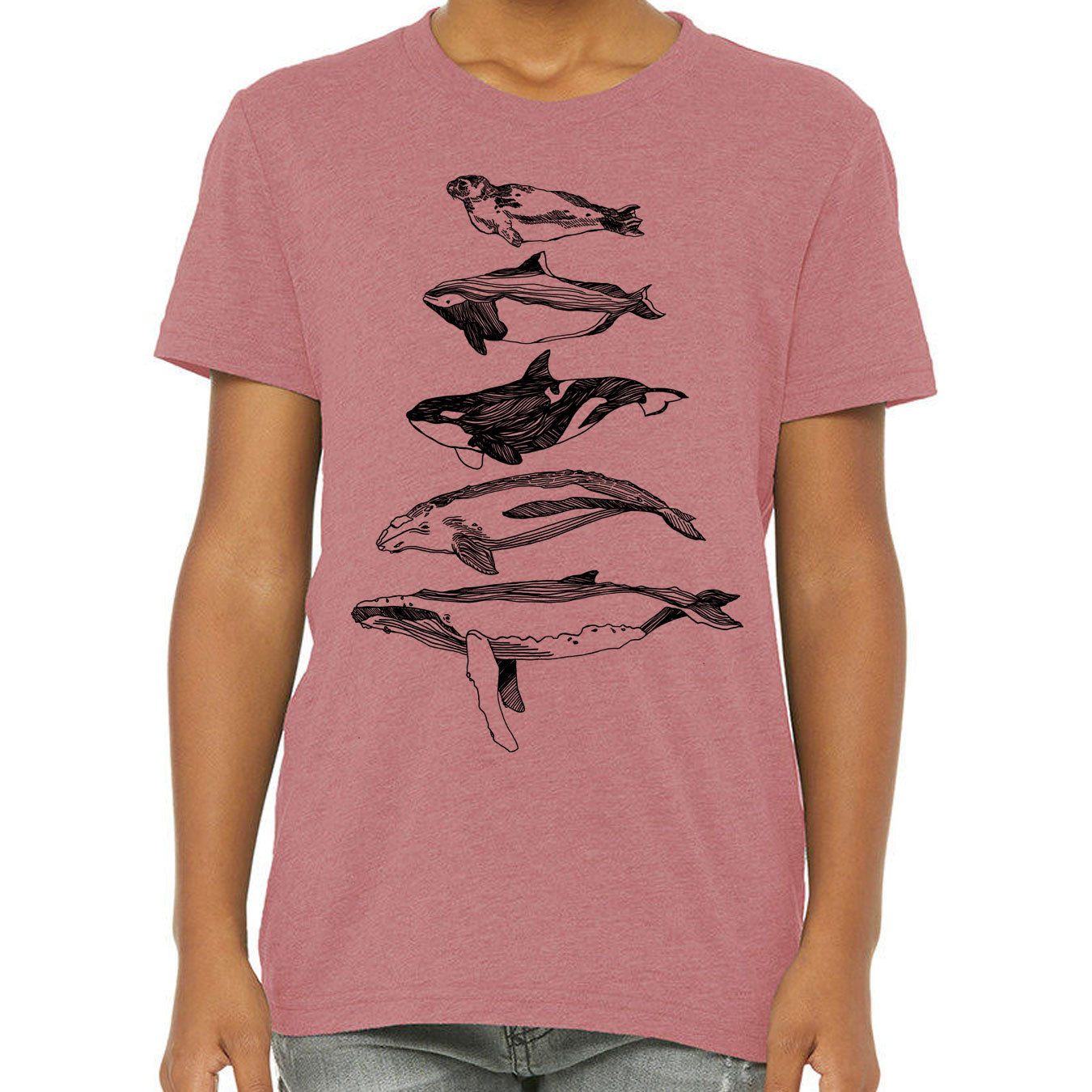 Salish Sea Mammals - Youth Triblend T-Shirt (Mauve) Kids Bella + Canvas 