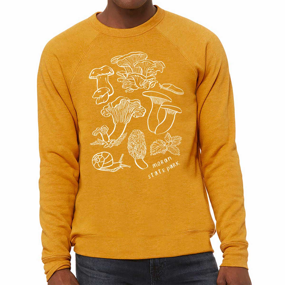 Forest Mushrooms - Unisex Triblend Crew Sweatshirt (Hthr Mustard) Unisex_Printed Bella + Canvas (Unisex) 