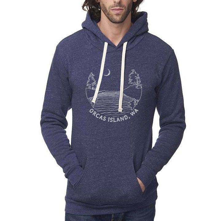 Islands at night - Unisex triblend hoodie (Denim Navy) Sweatshirt Andrew 