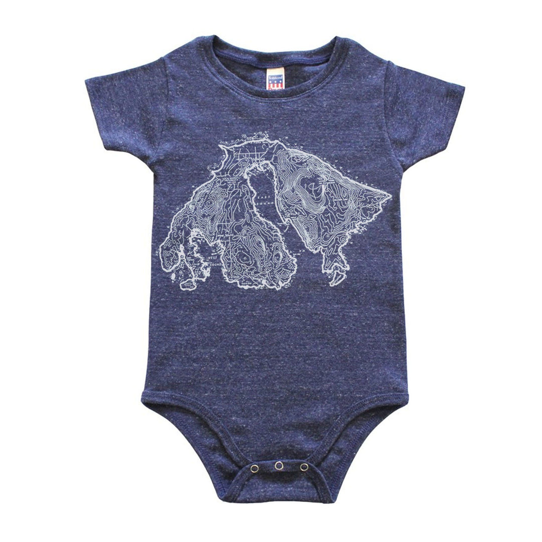 Orcas Island - Kids Triblend Onesie (Navy) Kids Andrew 