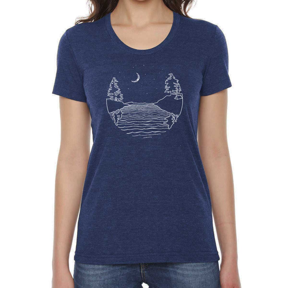 Islands at Night - Womens Triblend Track T-shirt (Indigo) Womens_Shirt Printshop Northwest 