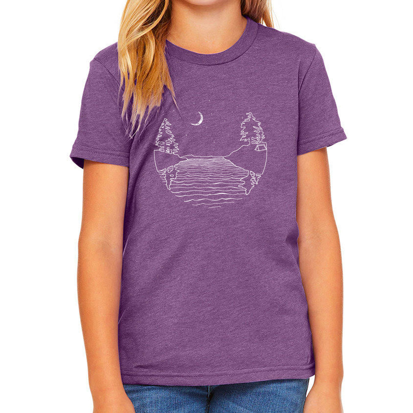 Islands at Night - Youth Jersey T-shirt (Heather Purple) Youth_Printed Bella + Canvas 